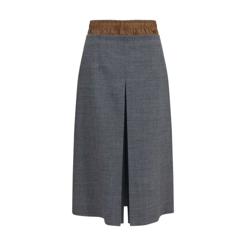 Prada Gray Wool Oves Aries Midi Women's Skirt